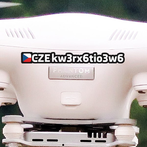 Samolepka SPZ na dron - typ CR1